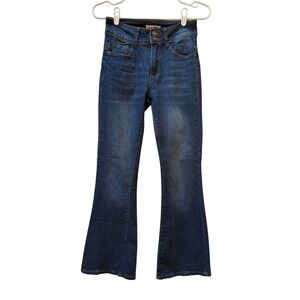 Blue Savvy Women's Flare Jeans Size 1 25‎ Dark Wash High Rise Denim